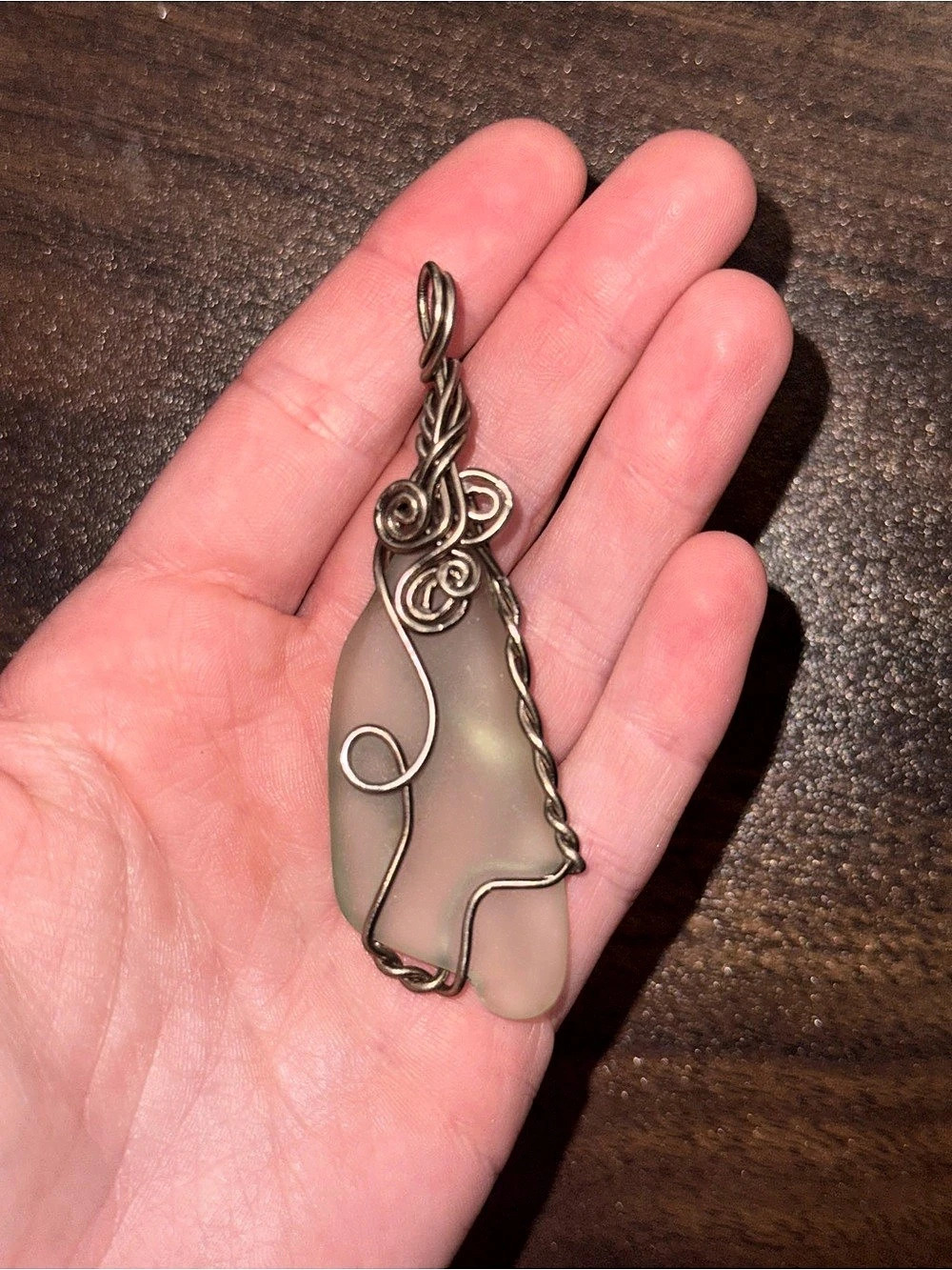 Wire-Wrapped beach glass pendant